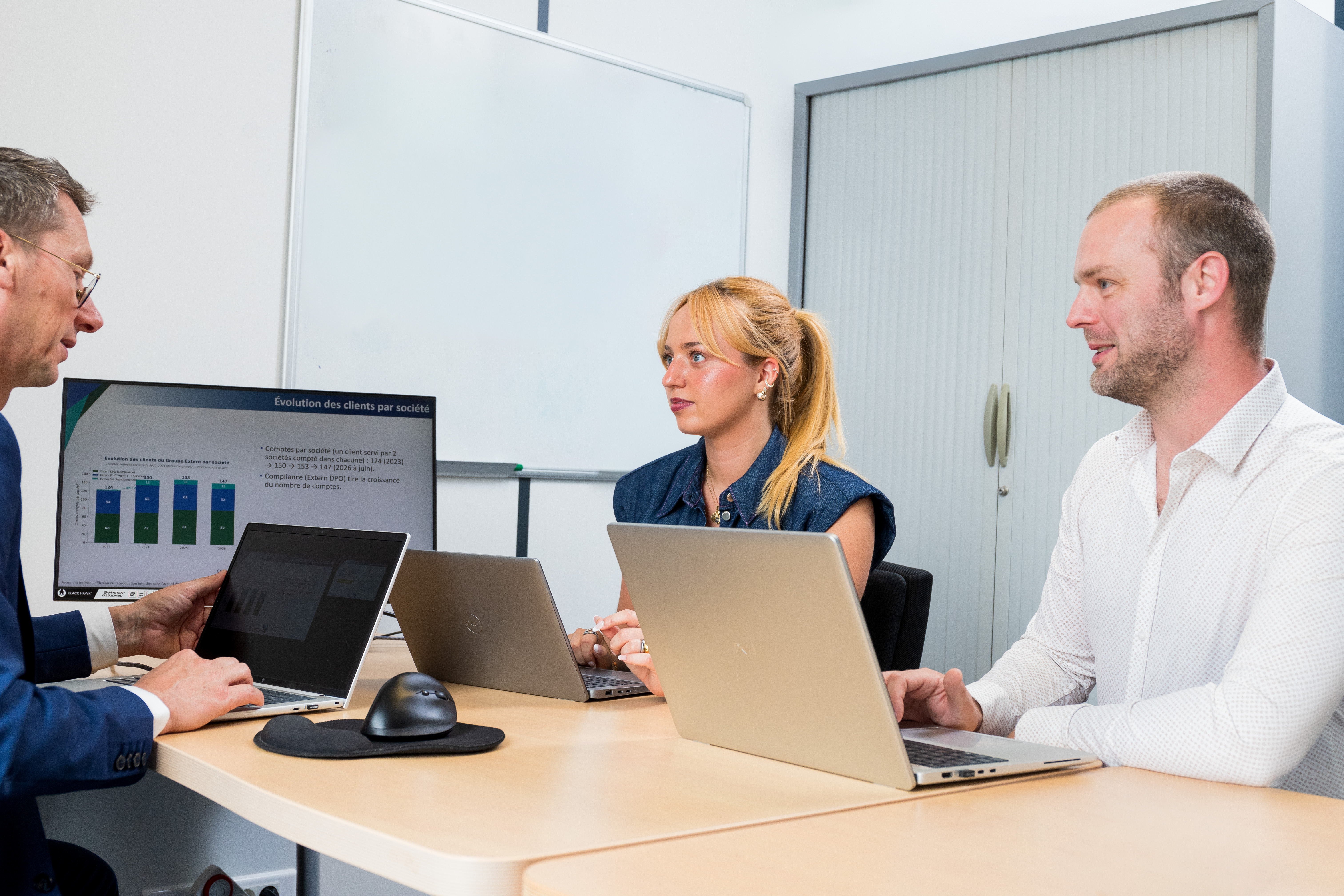 Équipe du Groupe EXTERN échangeant autour de l’administration Microsoft 365