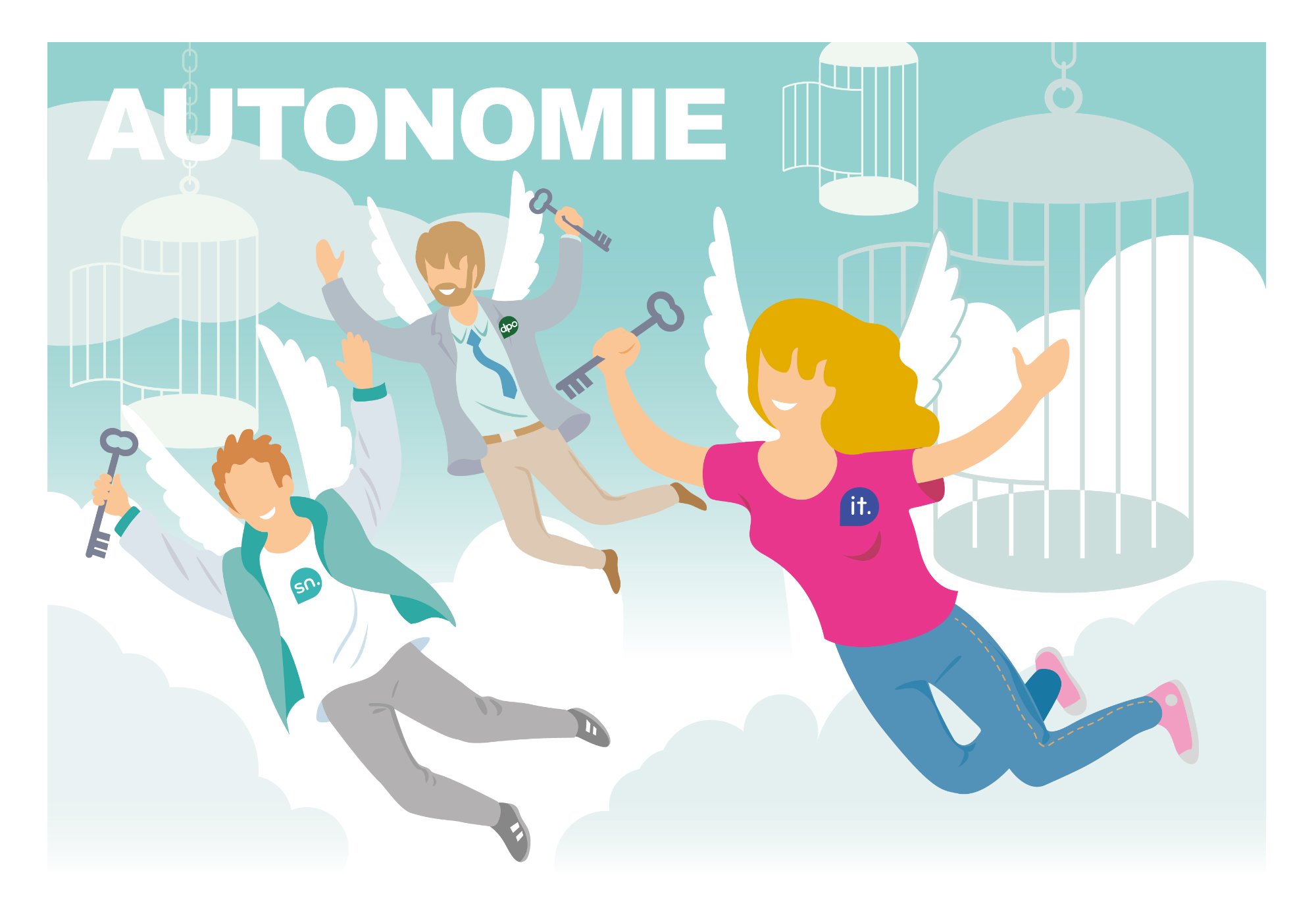 Collaborateurs EXTERN illustrant l'autonomie et la liberté