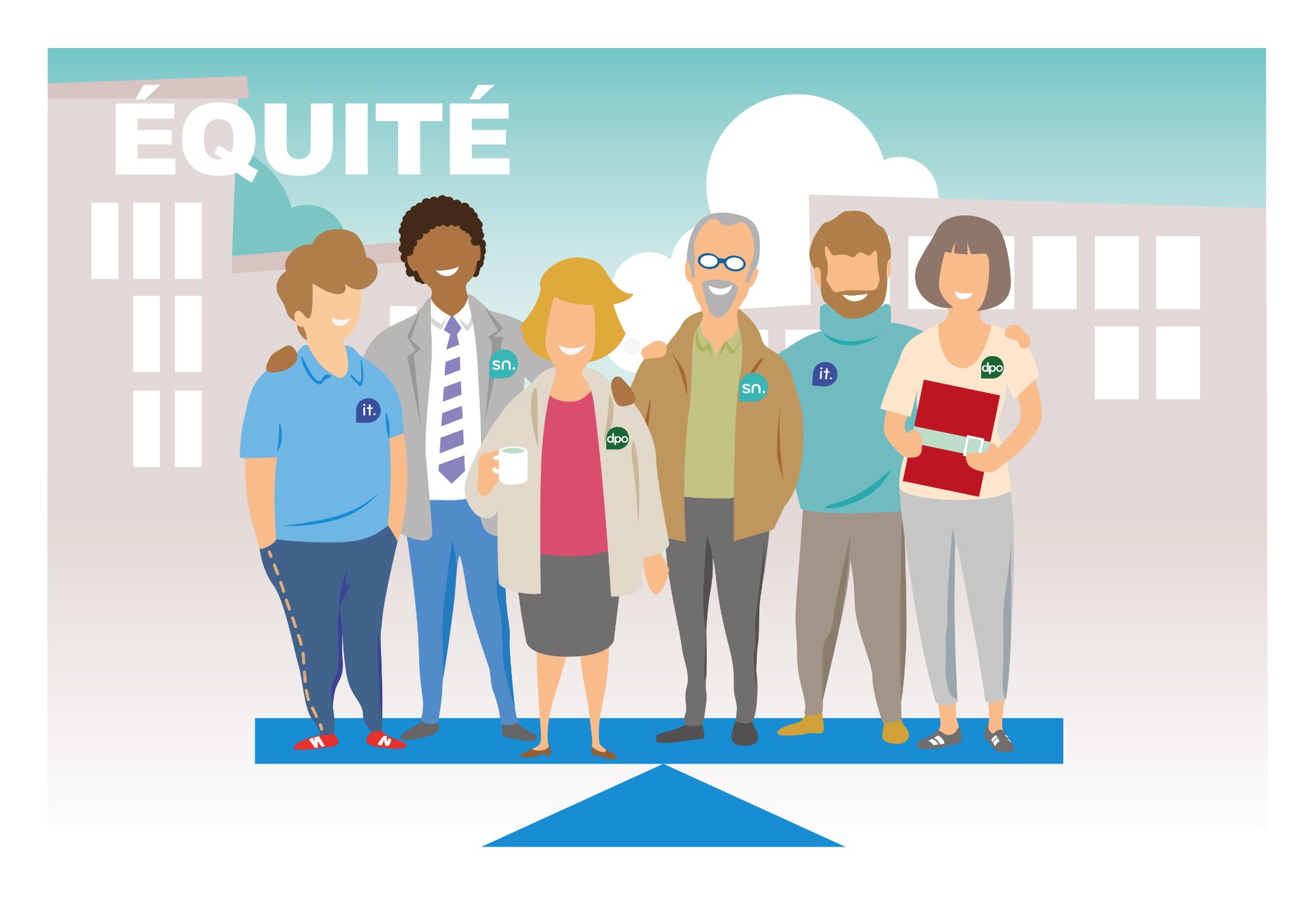 Équipe EXTERN diverse illustrant l'équité
