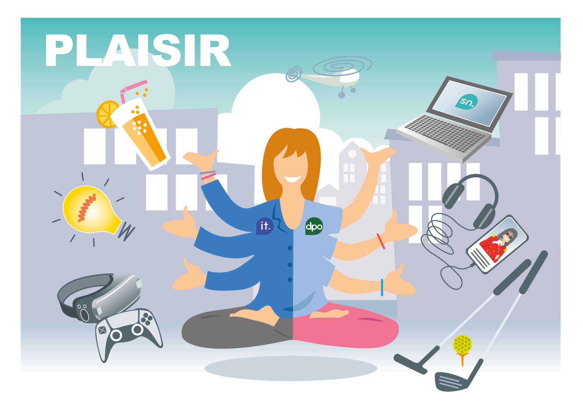 Collaboratrice EXTERN illustrant le plaisir au travail